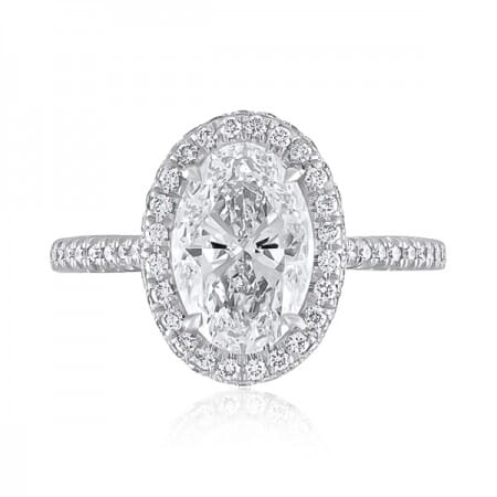 2ct Oval Diamond Double-Edge Halo Cathedral Engagement Ring front