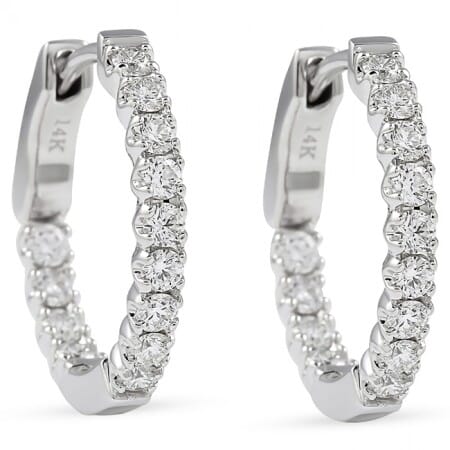 Round Diamond "Inside Out" Hoop Earrings front