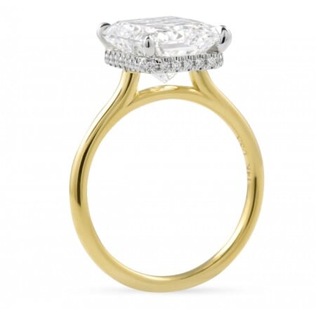 4.50 Radiant Cut Two-Tone Solitaire Signature Wrap Ring flat
