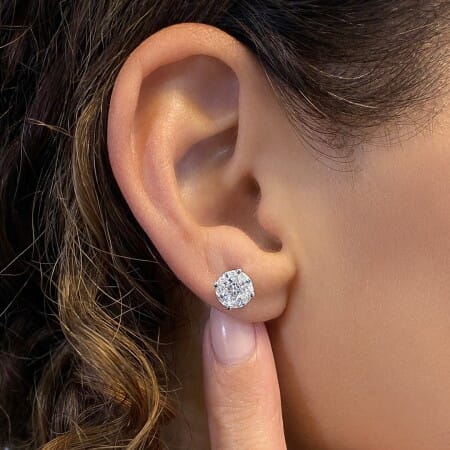 Marquise and Princess Cut Diamond Earrings flat
