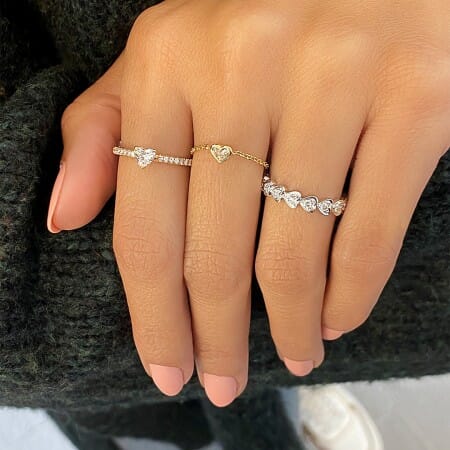 Heart Bezel Diamond Chain Ring