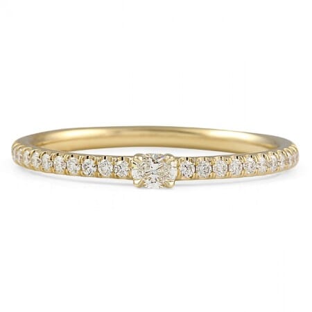 Mini Oval Yellow Gold Super Stacking Ring flat