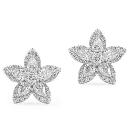 Pear Shape Diamond Star Earrings front