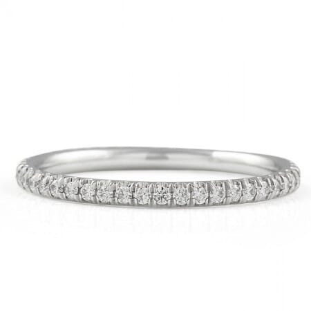 Delicate Pave Diamond Eternity Band flat lay