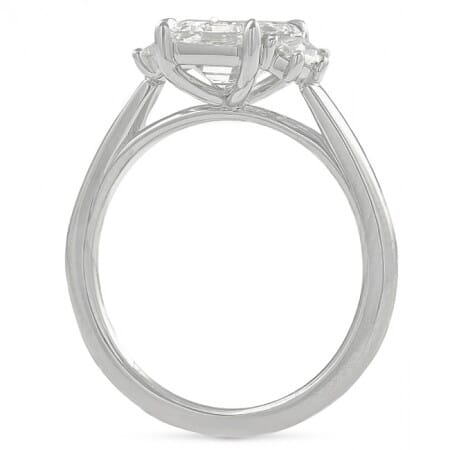 1.80 ct Emerald Cut Diamond Three-Stone Ring front view white gold
