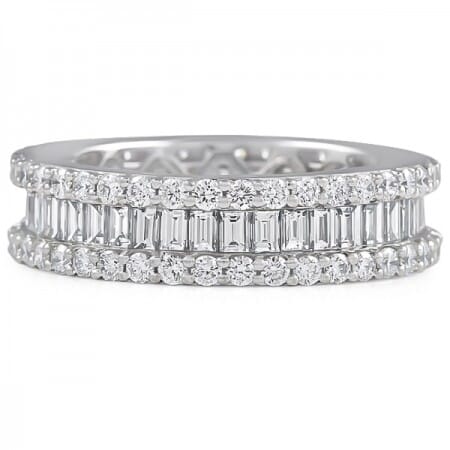 Baguette & Round Three Row Eternity Band flat