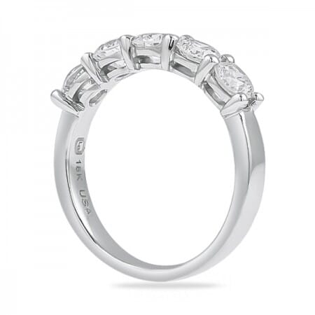 1.35ct Round Diamond 5-Stone Wedding Band Ring flat