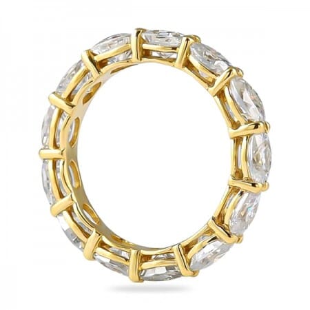Moissanite East-West Oval Cut Yellow Gold Eternity Band flat