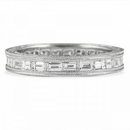 1.75 carat Round and Baguette Diamind Multi-Row Eternity Band flat