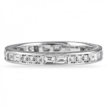 0.80 Carat Baguette And Round Diamond Channel Set Band flat