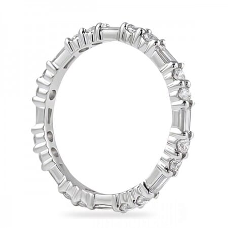 .90ct Round and Baguette Diamond Shared Prong Eternity Band flat