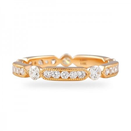 .90ct Diamond Channel and Prong Set Rose Gold Eternity Band flat