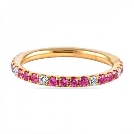 Diamond and Sapphire Rose Gold Pave Eternity Band