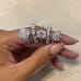3ct Oval Lab Diamond Three-Stone Engagement Ring finger