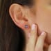 Sapphire and Diamond Flower Earrings ear