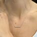 Elongated Pave Diamond Bar Pendant neck