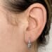 Marquise Diamond Huggie Earrings on ladies ear