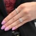 Cushion Moissanite Three-Stone Hidden Halo Engagement Ring lifestyle