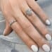 Pear Shape Lab Diamond Pave Engagement Ring on ladies hand