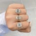 4.08 carat Emerald Lab Diamond Three Stone Engagement Ring fist