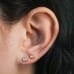 Asscher Cut Bezel diamond Studs on ladies ear