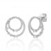 Round and Baguette Diamond Open Circle Studs