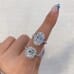 2 carat Cushion Diamond Double Edge Halo Engagement Ring finger