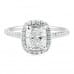 1.50 carat Cushion Cut Diamond Halo Engagement Ring flat