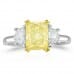 yellow radiant cut diamond three-stone engagement ring