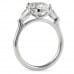 2.30 carat Cushion Cut Lab Diamond Three-Stone Engagement Ring profile