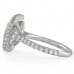 Cushion Cut Moissanite Double Edge Halo Engagement Ring side view white gold pave diamond band