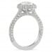 0.96 ct Oval Diamond Halo Three Row Band Engagement Ring side view white gold