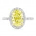 1.80 Carat Oval Yellow Diamond Halo Engagement Ring flat