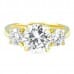 2.50 Carat Round Diamond Yellow Gold Three-Stone Engagement Ring flat