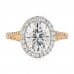 Oval Moissanite Rose Gold Two-Tone Halo Engagement Ring flat