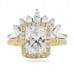 Baguette and Round Diamond Tiara Ring stacked