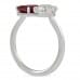 Ruby and Round Diamond Invisible Gallery™ Duo Ring profile view 14 karat white gold