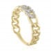Triple Pave Chain Link Ring side view yellow gold pave diamonds