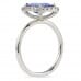 2.29 carat Cushion Cut Sapphire Halo Engagement Ring profile