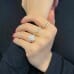 3.45 carat Oval Lab Diamond Two-Tone Three-Row Engagement Ring hand