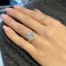 7.54 carat Cushion Cut Lab Diamond Pave Prong Engagement Ring hand
