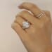 4.02 carat Oval Shape Lab Diamond Lotus Engagement Ring hand