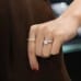2 carat Cushion Cut Lab Diamond Three Stone Engagement Ring fist