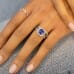 2.61 carat Sapphire and Diamond Platinum Ring hand