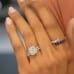 1.30 carat Cushion Diamond Double-Edge Halo Engagement Ring hand