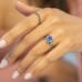 3.28 carat Sapphire and Diamond Black Rhodium Platinum Ring hand