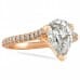 Pear Moissanite Rose Gold Three Row Engagement Ring flat