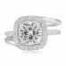 Cushion Moissanite Engagement Ring With Halo Insert front view