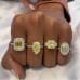 3.05 carat Yellow Cushion Cut Diamond Three-Stone Ring platinum  on models hand