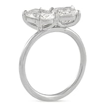 1.60 carat Oval & 1.20 carat Cushion Diamond Duo Ring white gold front view